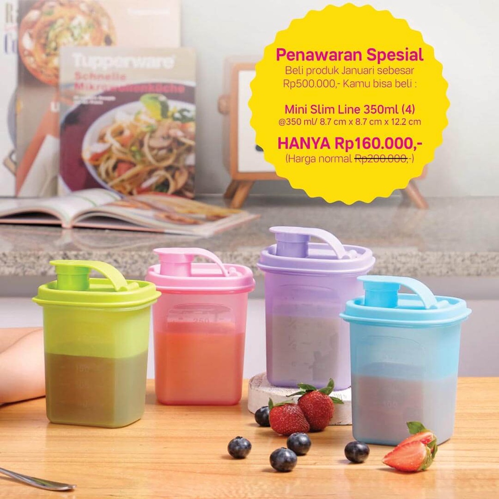 Tupperware Mini Slim Line 350ml 1pc Botol Minum Kecil