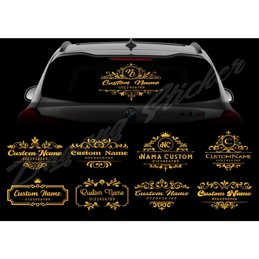 Sticker Nama Custom kaca mobil Logo Cutting Sticker