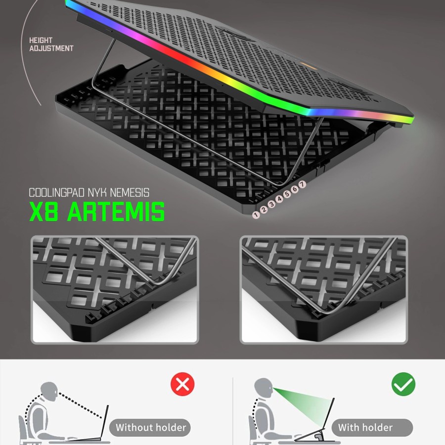 NYK Nemesis X8 ARTEMIS Gaming Cooling Pad with RGB  100% PRODUK RESMI 100% PRODUK ORIGINAL GARANSI RESMI 1 TAHUN NYK INDONESIA