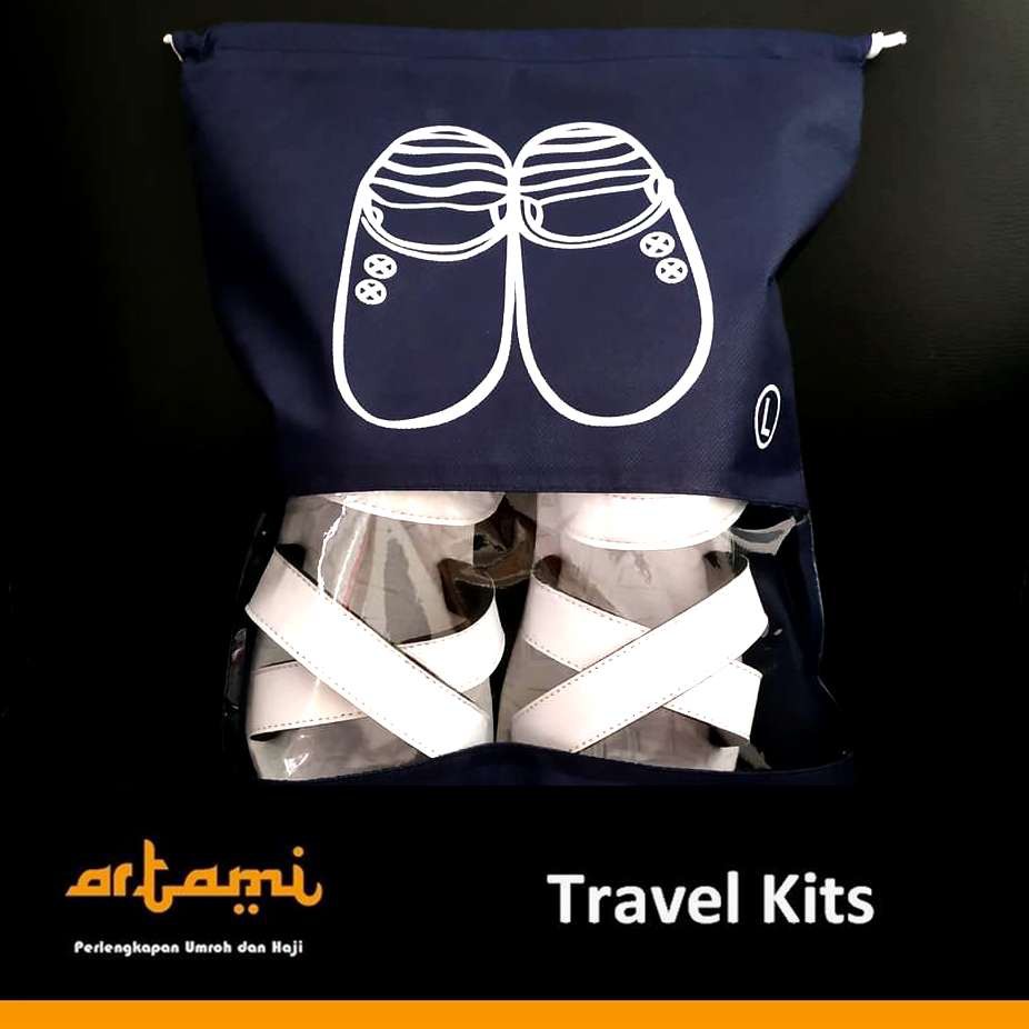 Kantong Tas Serut tempat sendal sepatu Umroh Haji Travel
