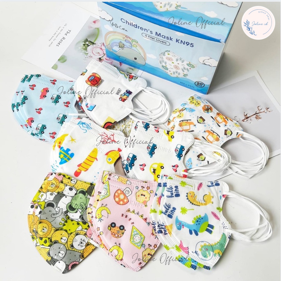 MASKER KN95 KIDS IMPORT WASHABLE &amp; REUSABLE ISI 10 PCS / MASKER KN95 ANAK 5 PLY EARLOOP MOTIF LUCU