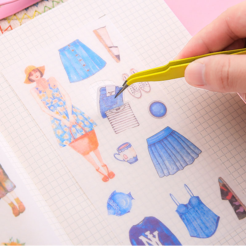 Colorful Series Stainless Steel Tweezers Sticker DIY Small Clip