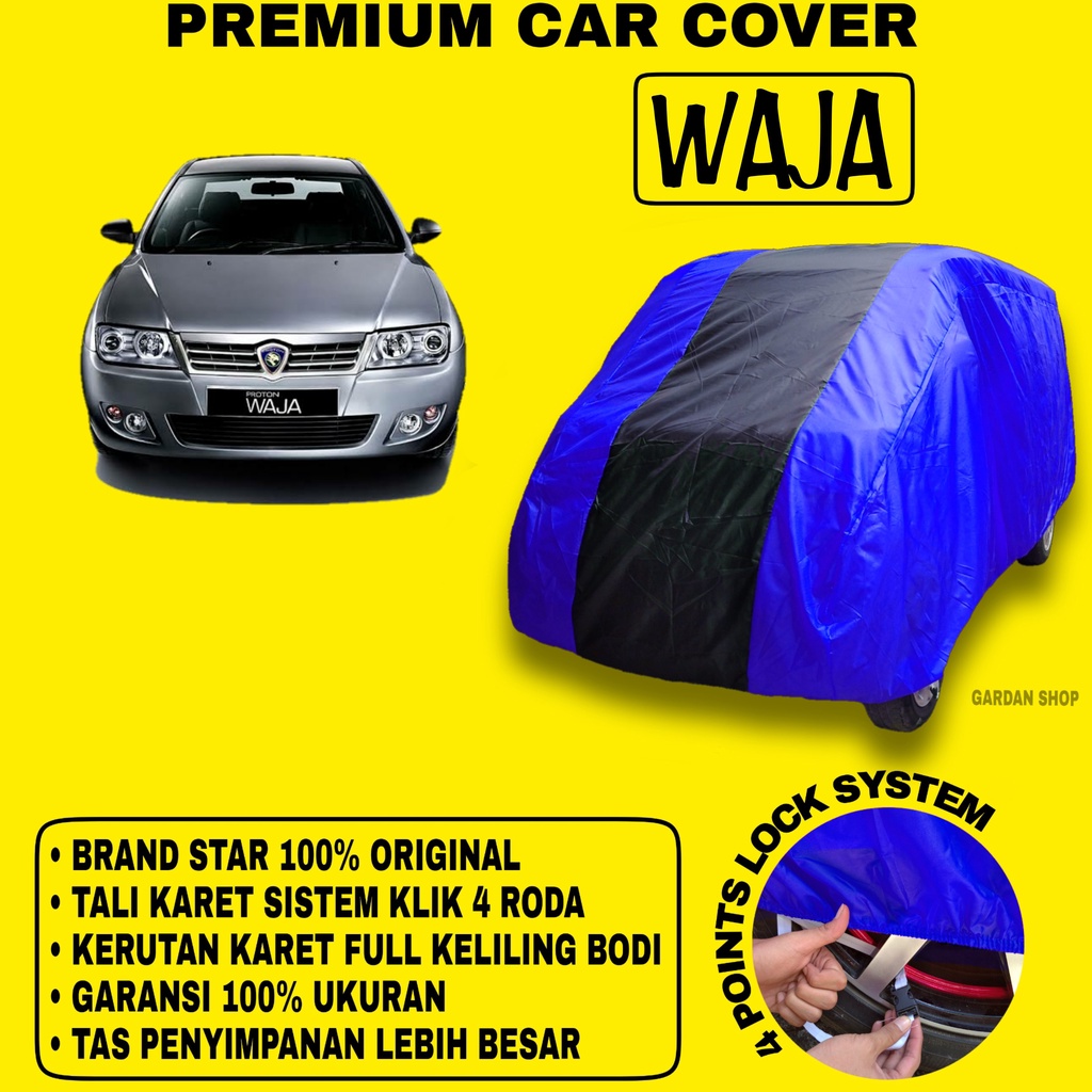 Body Cover WAJA BIRU HITAM Penutup Bodi Mobil Waja Waterproof PREMIUM