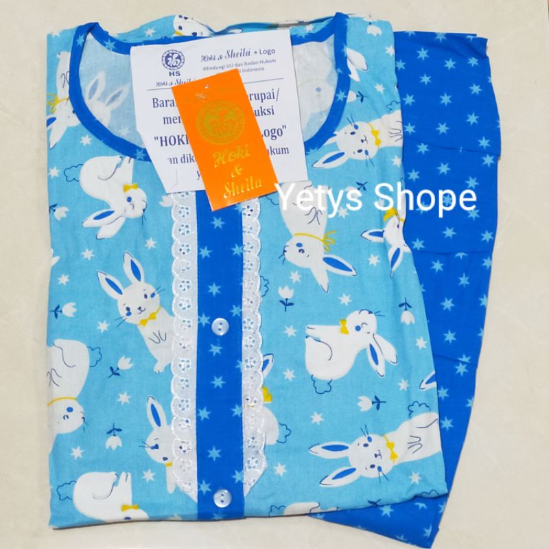 CP Full Kancing Hoki&Sheila LD110 Baju Tidur Piyama Standart [Part 1]-RabbitStar HS Biru