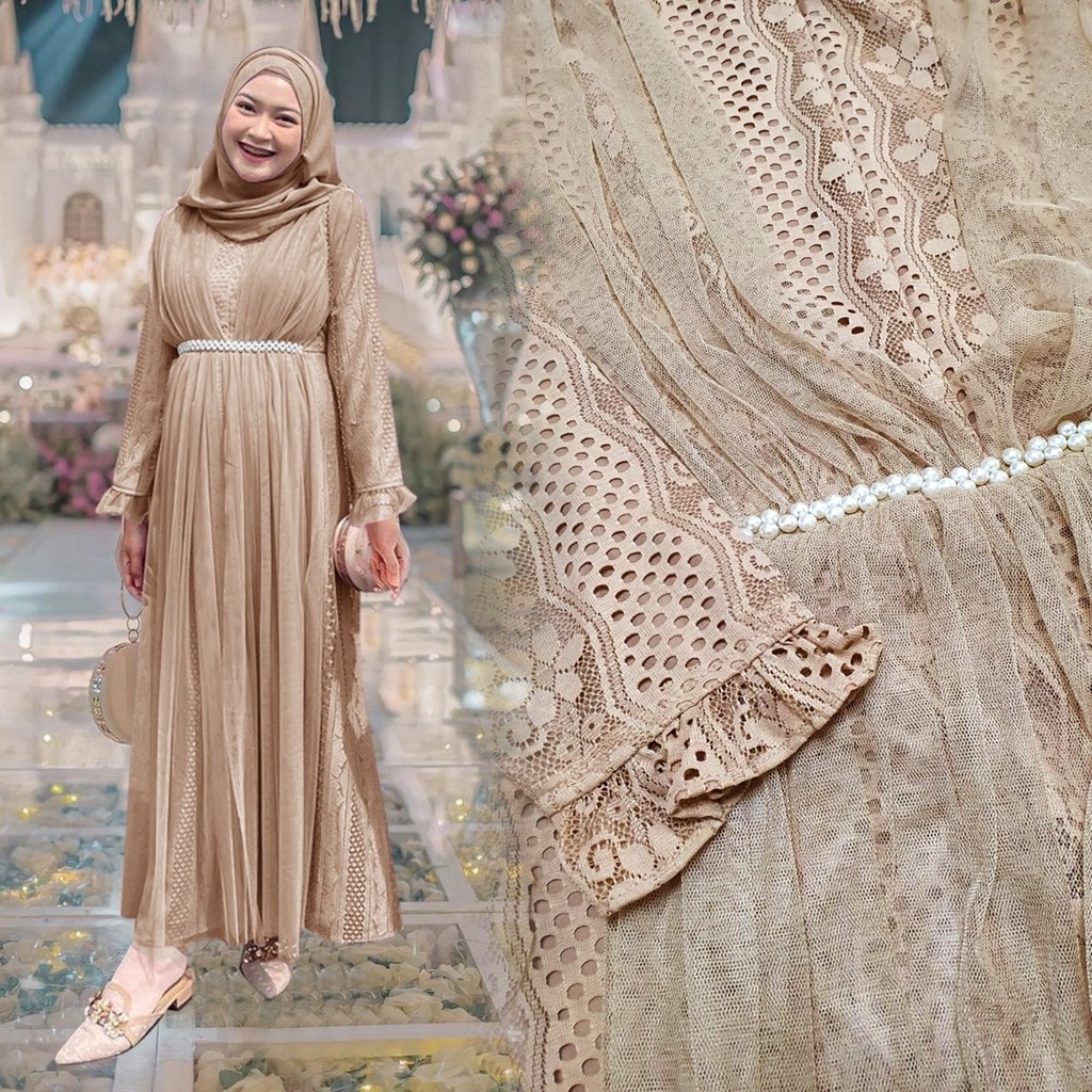 baju gamis terbaru wanita 2022 dress muslim Anggun / Anggun Gamis Pesta Full Brukat Seragam Kondanga