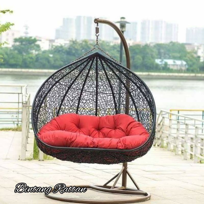 Ayunan Gantung Rotan Sintetis Jumbo Diameter 135 Cm Anyaman Brekele Termurah Terlaris Kursi Ayunan