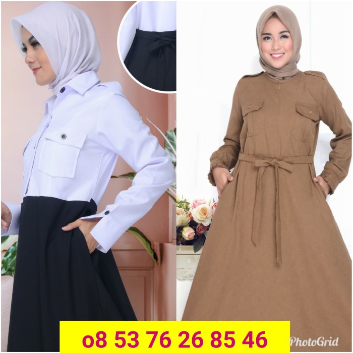 PREMIUM BAJU SERAGAM GAMIS PEMDA PDH GURU PNS PEGAWAI COKLAT PUTIH
