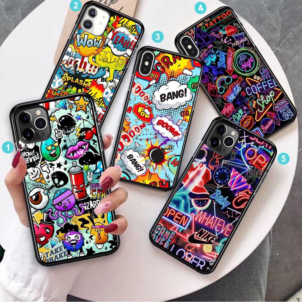 Hoki Store - XIAOMI REDMI 9 5 PLUS 2S 4A 5A 6A 9A 9C NOTE 3 NOTE 7 - Case MOTIF GRAFFITI NEON - Fash