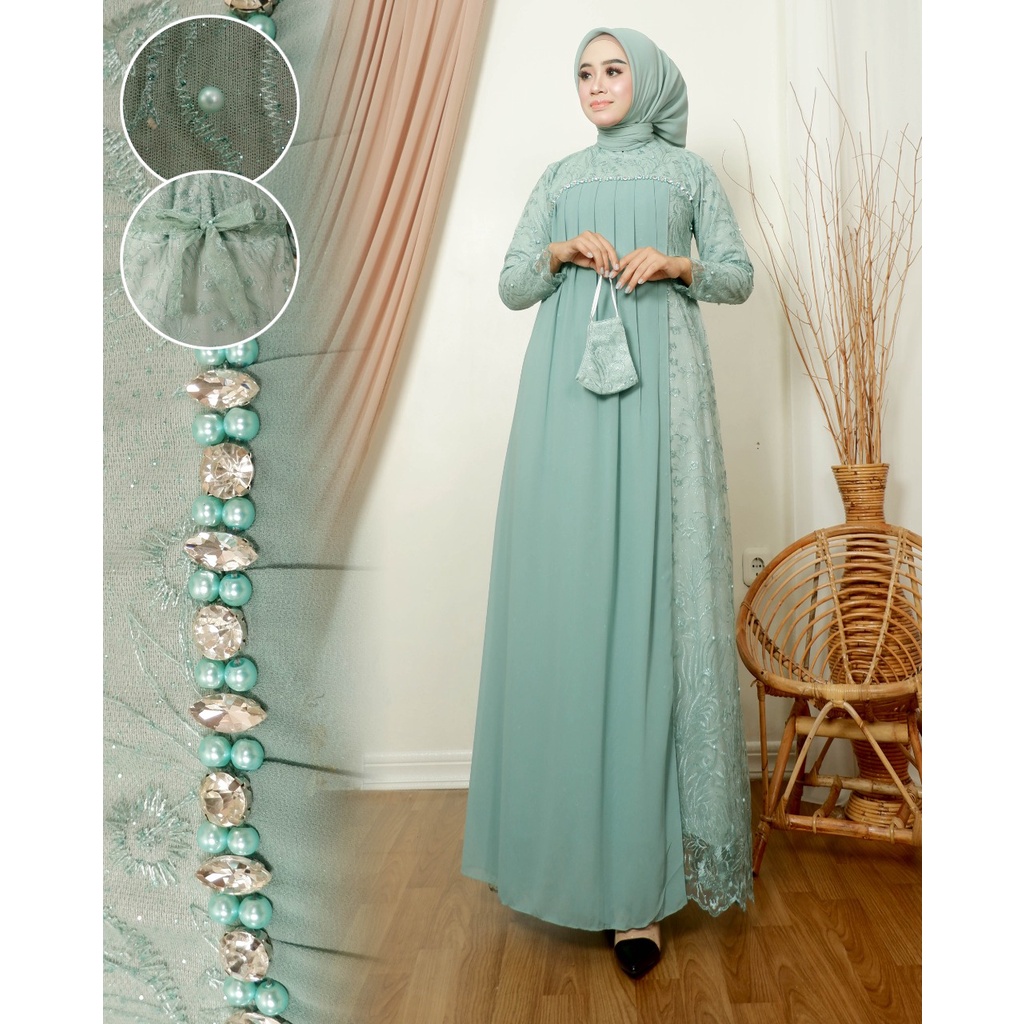 Kadai.baju / Gamis tasya tulle premium / Gamis pesta brukat / Gamis tulle mix Ceruty babydoll