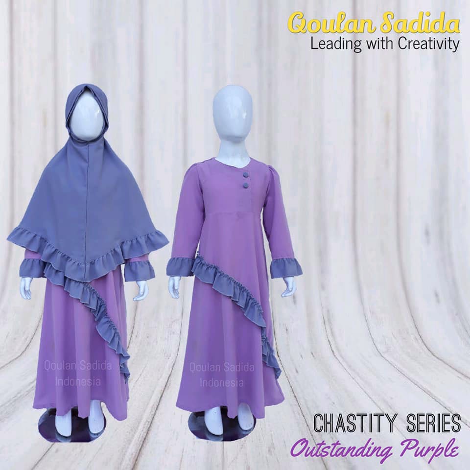 Setelan Gamis Anak Banat Outstanding Purple Qoulan Sadida