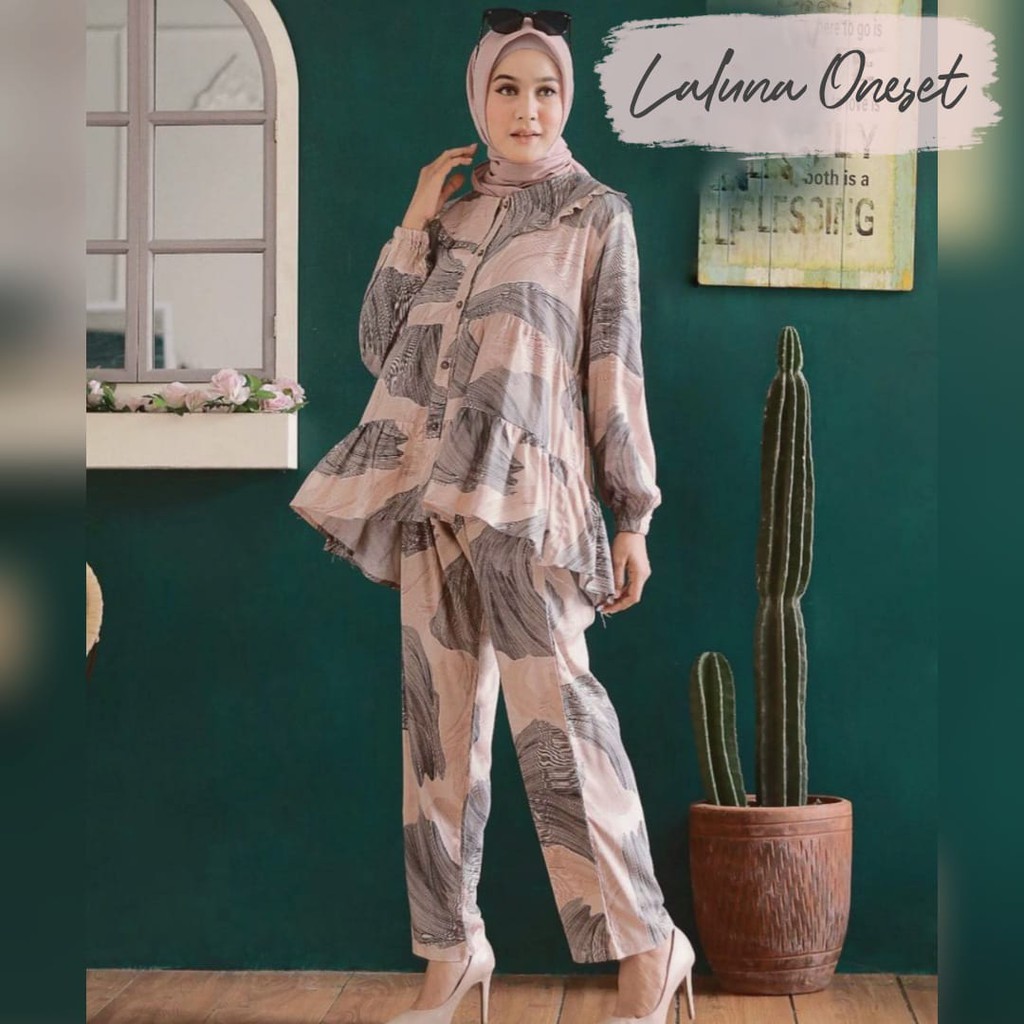 One set Rayon Viscose Busui Ld 100 - 110 Motif Kekinian-LALUNA SET LD 100