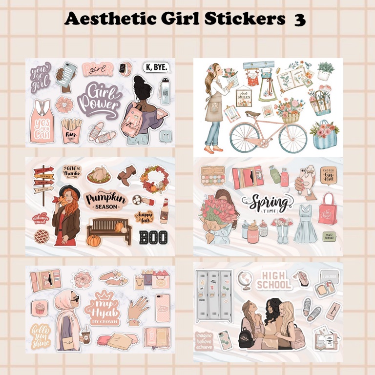 [PART 3] Aesthetic Girl Stickers , stiker aesthetic estetik stiker journal jurnal stiker