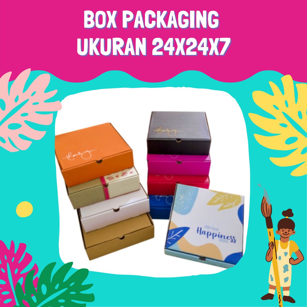 Kardus Box 24x24x7 cm LD Pizza/Print/Polos/custom/Hampers/hoodie/mukena/hijab/brownis