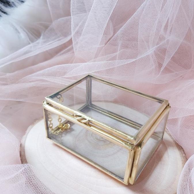 

[COD] terarium ringbox kotak cincin glass box mahar segi empat kotak kaca [COD]