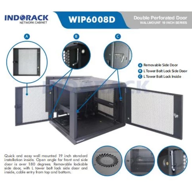 Wallmount Rack WIP6008D Rack Server 8U Single Perforated Door 19 inch Series