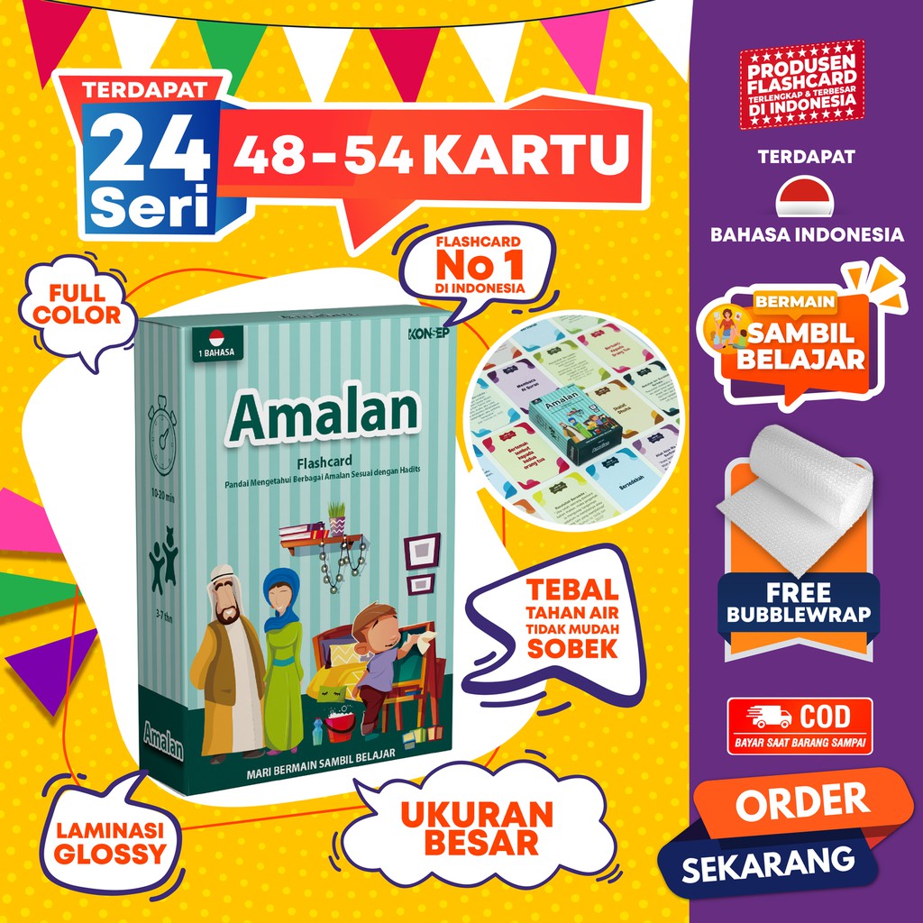 [1KG=10PCS] Konsep Flashcard Amalan / Flash Card / Mainan Edukasi Kartu Pintar Anak