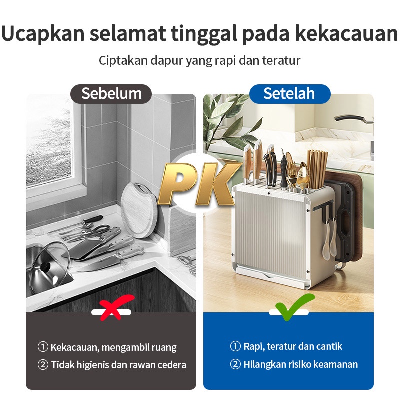 Rak Dapur Pemegang Pisau Talenan Pemegang Sendok Rak Penyimpanan Keranjang Gantung Sendok Garpu Drainer Garpu Pemegang