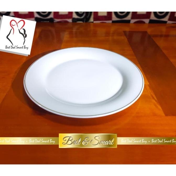 #####] JM Piring Makan Ceper Porselen Keramik Putih 10 inch / 25.5 cm lis mas
