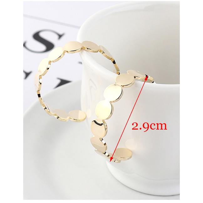 LRC Anting Tusuk Fashion 14k Gold Plated Gold Semi-circular Cutout S925 Silver Needle Earrings Y6277