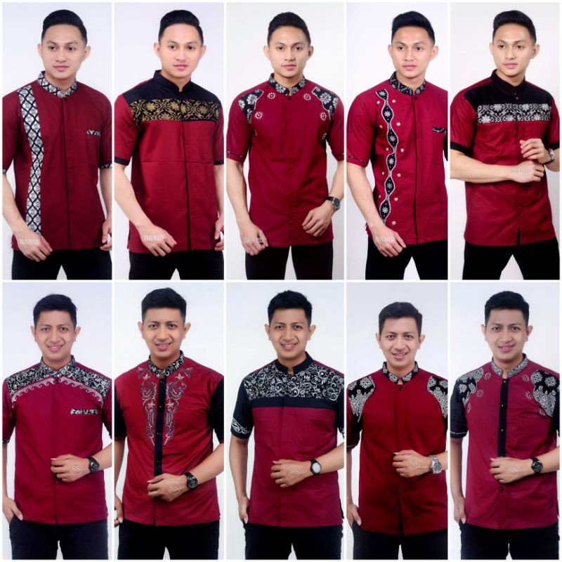 koko warna maroon / koko lengan pendek / koko kurta