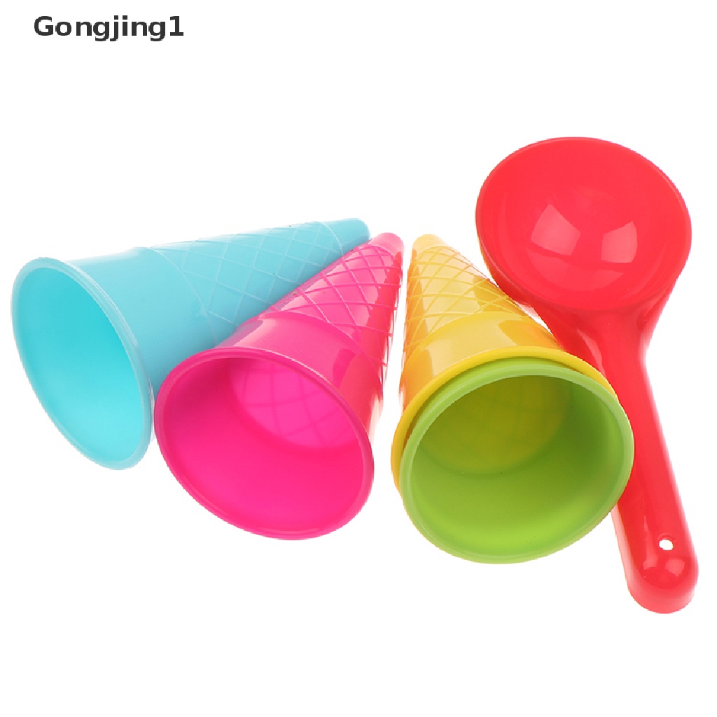 Gongjing1 5pcs / lot Mainan Sekop Es Krim / Pasir Pantai Untuk Anak