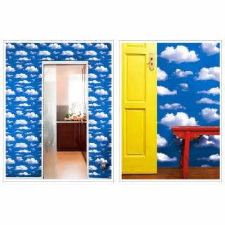  Wallpaper  sticker  motif awan  biru uk 45 cm x 10 meter 