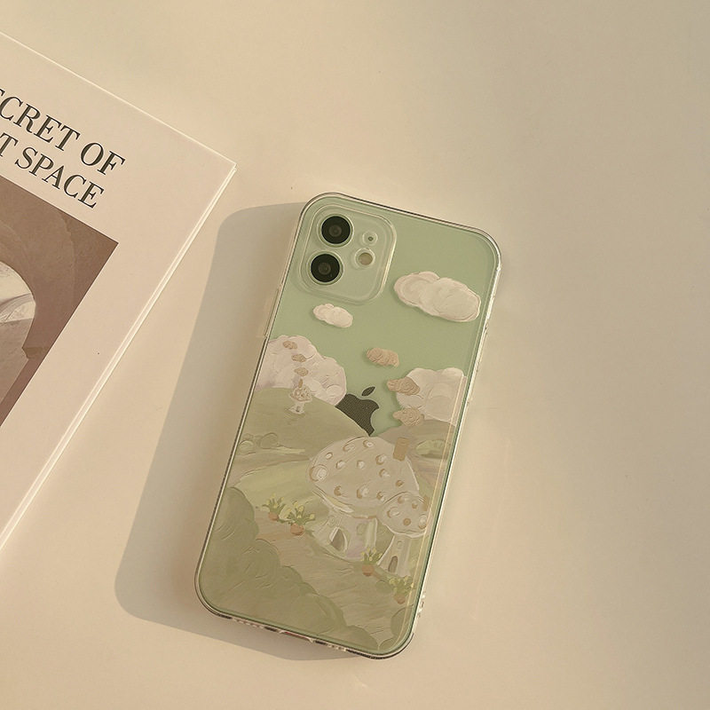 IPHONE Country Life Lukisan Cat Minyak TPU Transparan Untuk Iphone14 13 12 Mini 11 Pro Max X Xs Xr 87 Plus Pelindung Kamera Phone Case