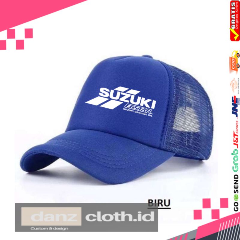 Topi Suzuki Ecstar Genuine Oil Trucker Jaring Racing MotoGP Import Murah Kualitas Premium