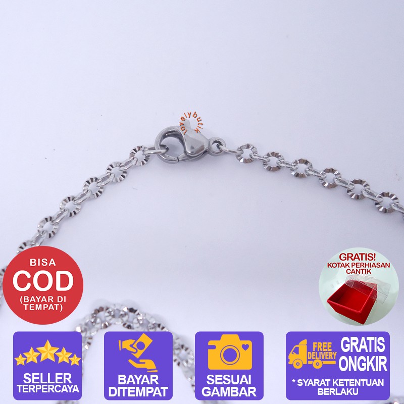 Lovelybutik Kalung Titanium Anti Karat  Garden Kalung Titanium Wanita Uk 45 cm BONUS KOTAK PERHIASAN