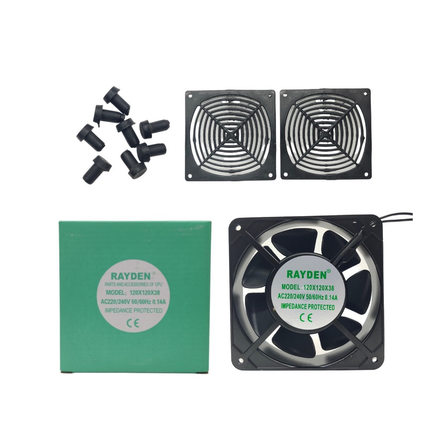 Kipas Pendingin Komputer Rayden 12cm Cooling Fan AC 220v 12 x 12 x 3.8 cm