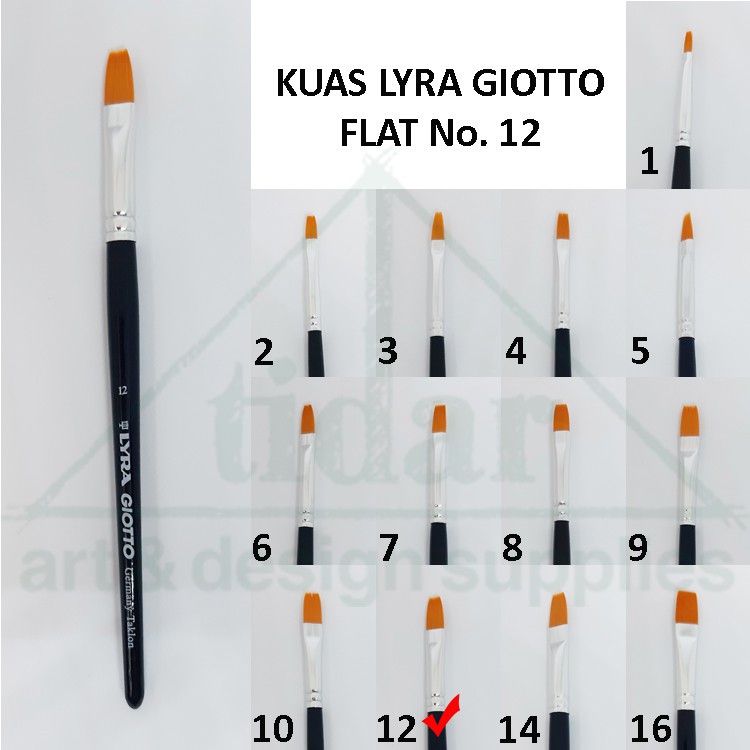 

Lyra Giotto Artist Flat Brush No. 12 - Kuas Lukis Taklon Lira Gepeng / Datar