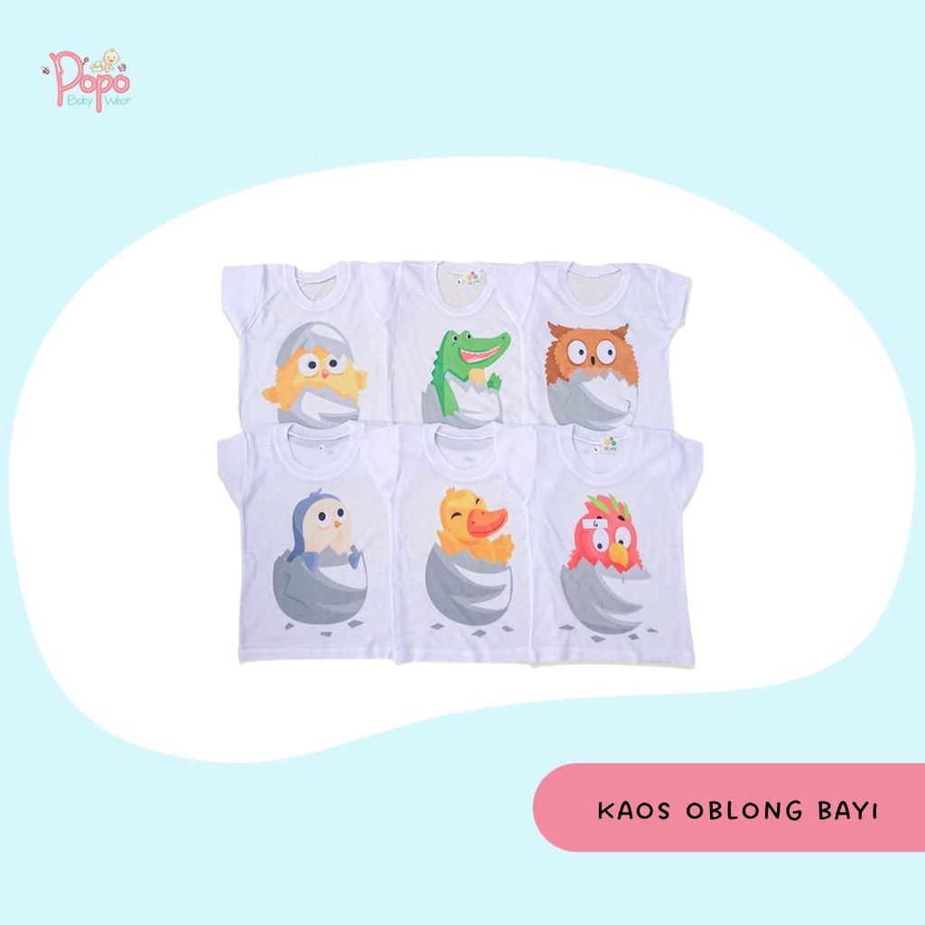 1pcs Kaos setali/ kaos oblong bayi motif (putih/warna)