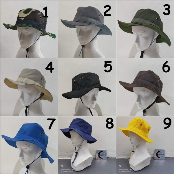 Topi Rimba hutan bucket hat Ripstop polos Ripstock