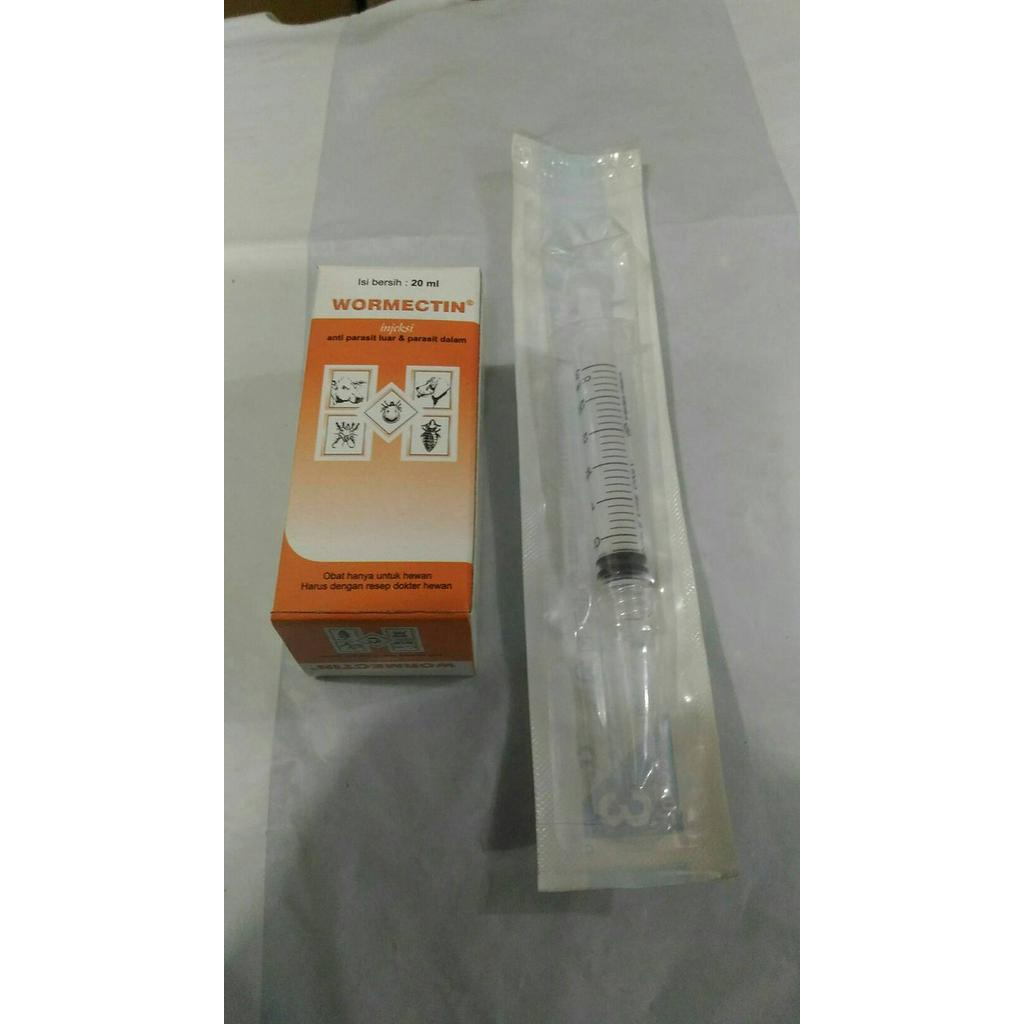 obat suntik injeksi anjing kucing kutu jamur cacing wormectin 20 ml