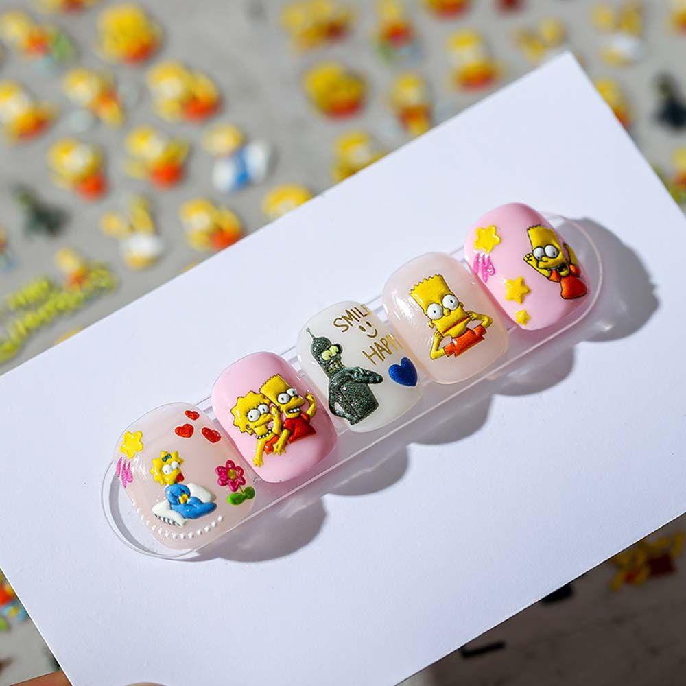 Needway Kartun Stiker Kuku Wanita Timbul Winnie The Pooh Manicure Aksesoris Perekat Diri Pooh Bear Nail Stickers