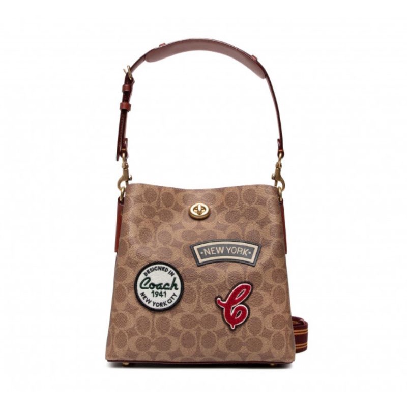 Coach Willow Bucket Bag In Signature Canvas With Patches(C6868)