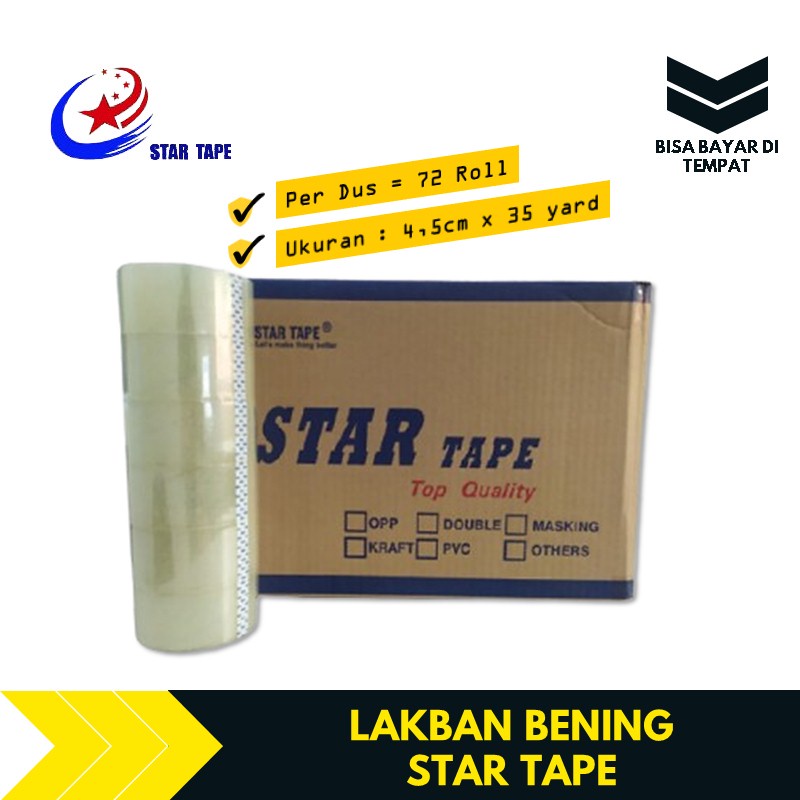 

Lakban Bening 2 Inch 35 Yard 1 Dus STAR TAPE TBMS1178