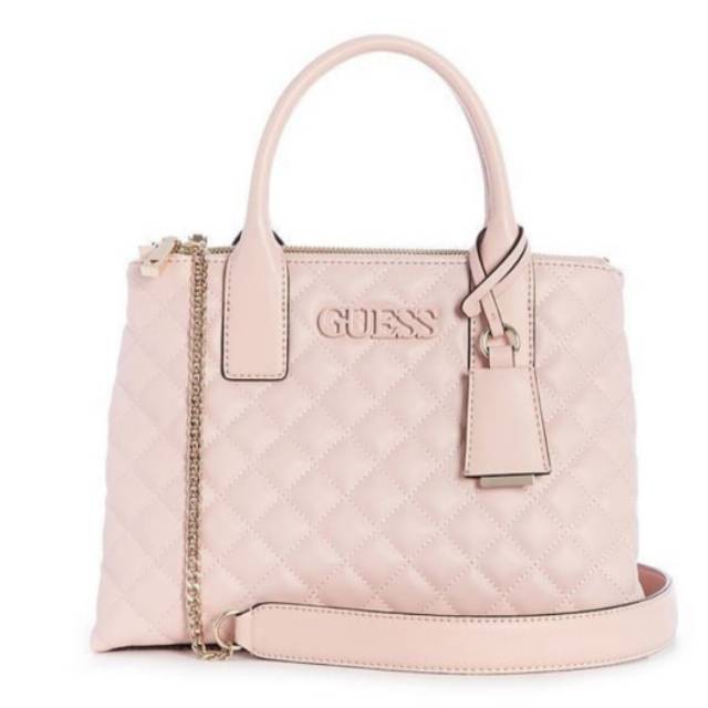 guess eliana quilted soft pink bag