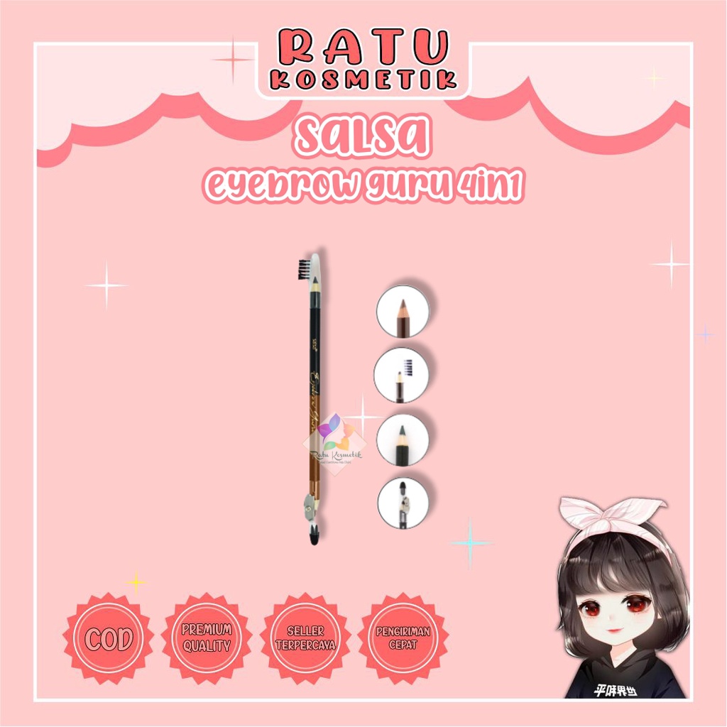 ❤ RATU ❤ Salsa Eyebrow Guru | Pensil Alis 4 in 1 BPOM✔️