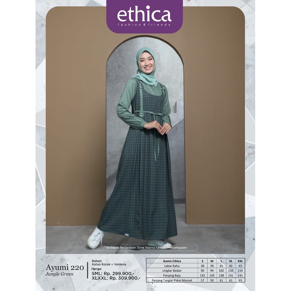 Gamis Wanita terbaru/Ayumi 220 Jungle Green/Gamis Ethica terbaru