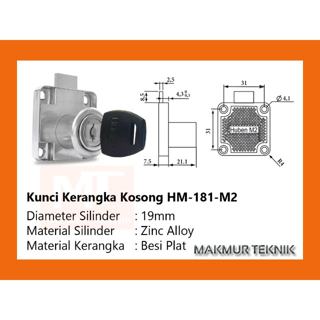 Huben HM-181-M2 Kunci Laci - Kunci lemari