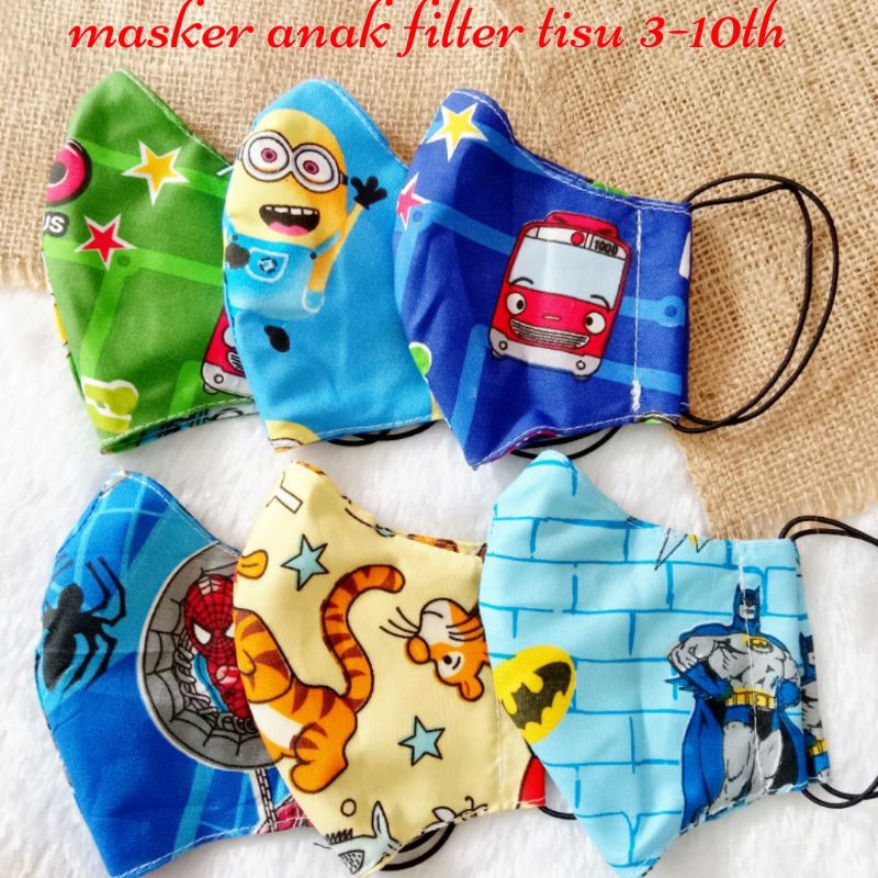 Bisa diisi tisu !! Masker anak 2 lapis kualitas bagus