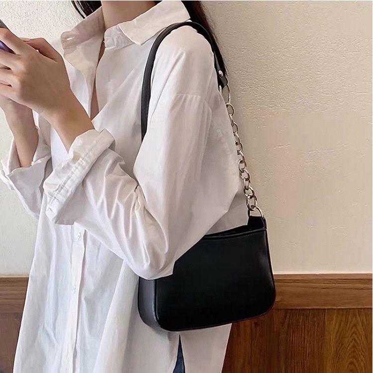 Gaya Korea baru tas ketiak warna solid jalan PU tas bahu wanita tas tangan wanita tas impor Crossbody Shoulder Bags tas wanita