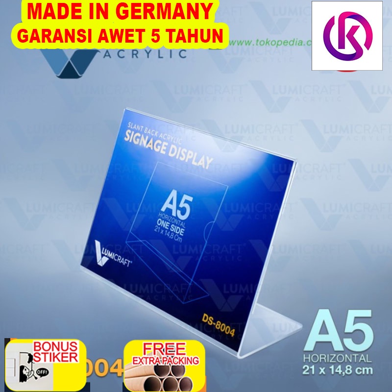 

Terlaris Signage Display/Stand Acrylic/Akrilik Slant Back Horisontal - A5