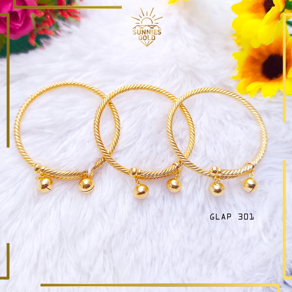 GELANG ANAK EMAS ASLI KADAR 375/8K DAN 700/16K GELANG ANAK MODEL PLUNTIR GELANG BANGLE BAYI DAN BALI