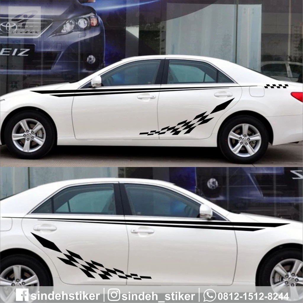 cutting sticker mobil flag racing keren stiker mobil sedan civic lancer accord terlaris