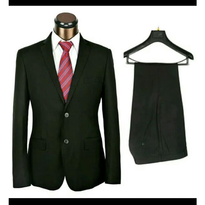 Jas formal pria stelan jas dan celana hitam