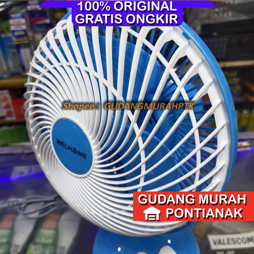 Kipas Angin Doraemon bisa Menoleh Swing Wel Home Desk fan Blue biru welhome