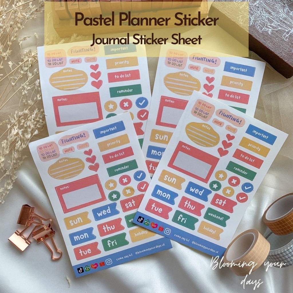 

Bloomingyourdays Planner Pastel Sticker DECO DIY BUJO Aesthetic Cute Planner stiker jadwal