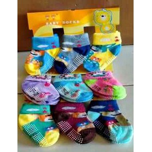 kaos kaki bayi anti slip karakter Lipat (isi 3 pasang,katun spandex,import,usia 0 6 bulan,1 tahun)